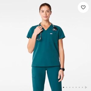 Figs Catarina Top (S) / Zamora Joggers (S) - Caribbean Blue